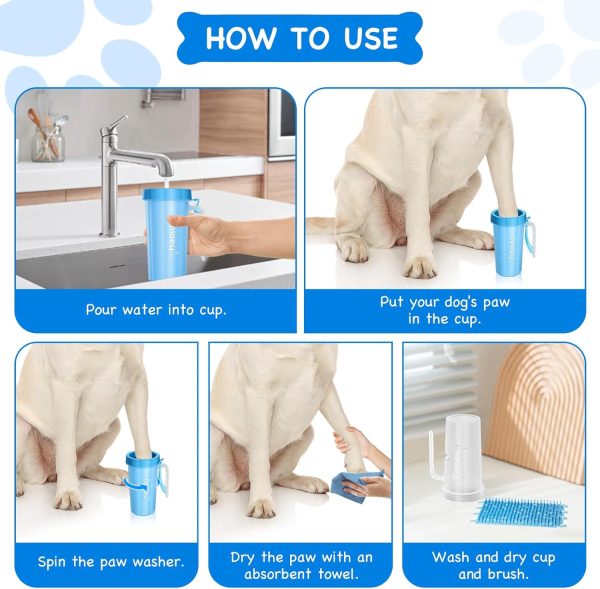 Tinioey Dog Paw Washer Large Handle Efficient Cleaning Gray-6