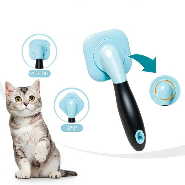 PETPAWJOY Slicker Brush Rotatable Dog Cat Grooming Massage-2