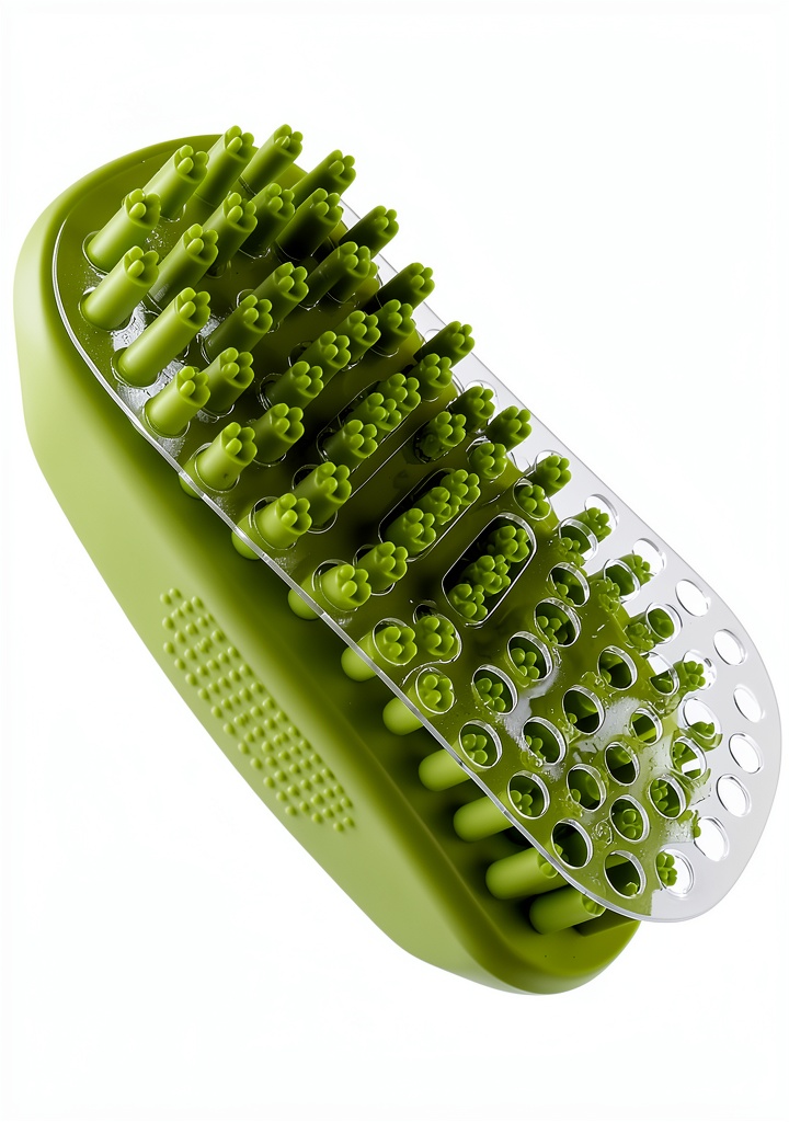 Metopets pet brush in use on a dog during grooming