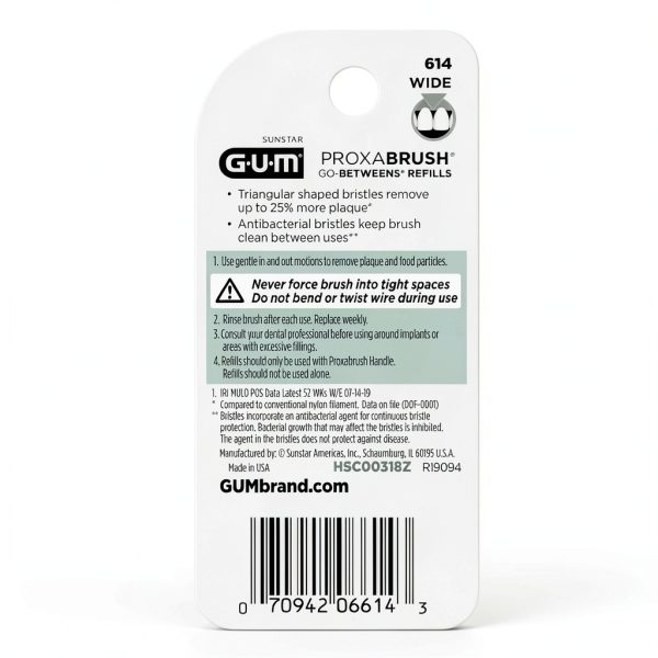 GUM Proxabrush Interdental Brush Refills Wide 8‑Count Pack of 6-2