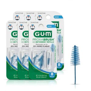 GUM Proxabrush Interdental Brush Refills Wide 8‑Count Pack of 6-0