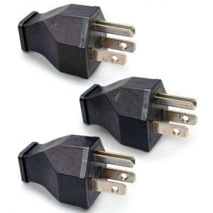 Straight Blade Plug 15 Amp 125 Volt, Grounding 3-Wire Male Extension Cord Replacement, Plug, Straight Blade, Electrical Plugs End Black, 3-Pack-0