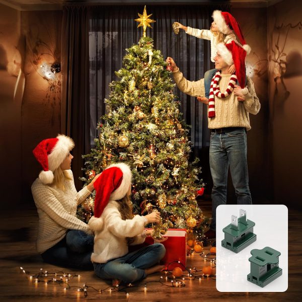 Christmas Lighting Male and Female Green Slip Plug Set, Vampire Plug, Gilbert Plugs, Zip Plugs, 30 Packs (SPT-1)-2