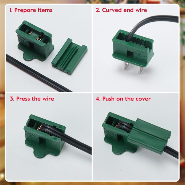 Christmas Lighting Male and Female Green Slip Plug Set, Vampire Plug, Gilbert Plugs, Zip Plugs, 30 Packs (SPT-1)-5