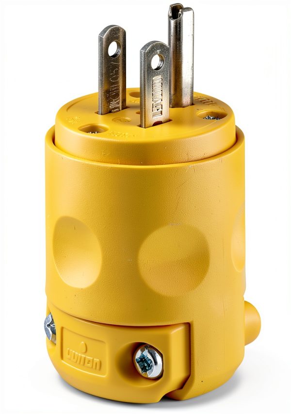 Leviton 15 Amp Grounding Plug 515PV Yellow Commercial Plug-0