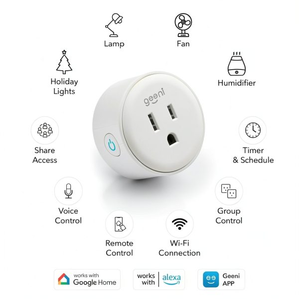 Geeni Dot Smart Plug WiFi Fire Resistant White GN‑WW117‑199-1