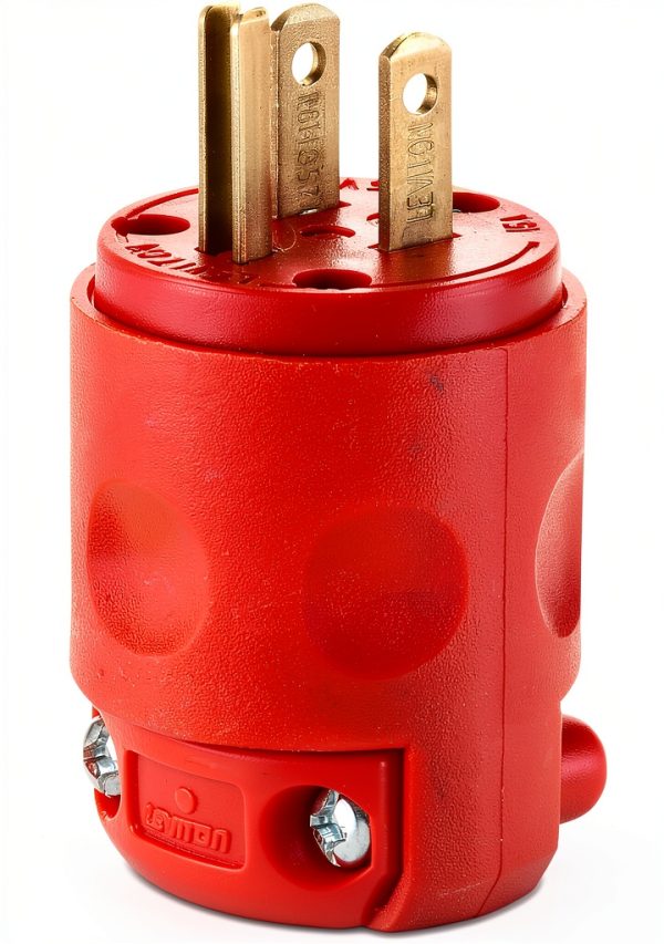 Leviton 515PVOR Orange 15A 125V Grounding Plug for Tools-0