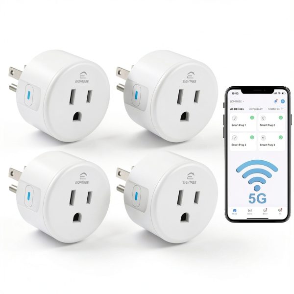 Eightree Smart Plug 5GHz & 2.4GHz, Smart Outlet WiFi Socket with APP Remote Control, Compatible with Alexa & Google Home, 4 Packs-0