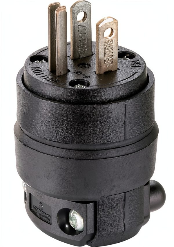 Leviton 15 Amp 125 Volt, Straight Blade Rubber Plug, NEMA 5-15, 515PR Black-0